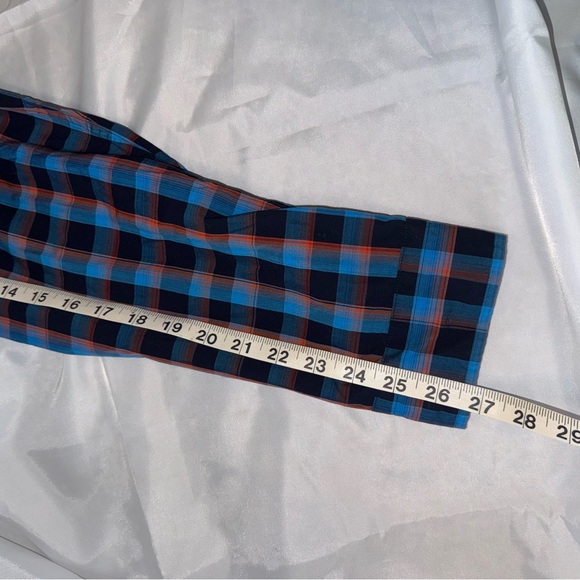 Made Cam Newton Men's 2XL L/S Button up Blue Orange Plaid Shirt‎ Modern Fit - Picture 6 of 7